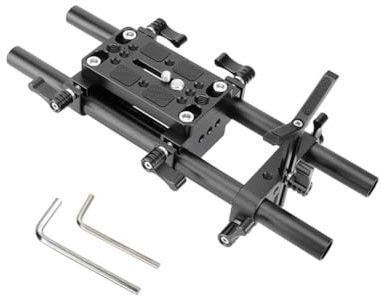 Louttary Plaque de D'Appareil Photo Pro DSLR Support de D'Épaule Plate-Forme de de Trépied avec Support D'Objectif Tiges de 15 mm (A)