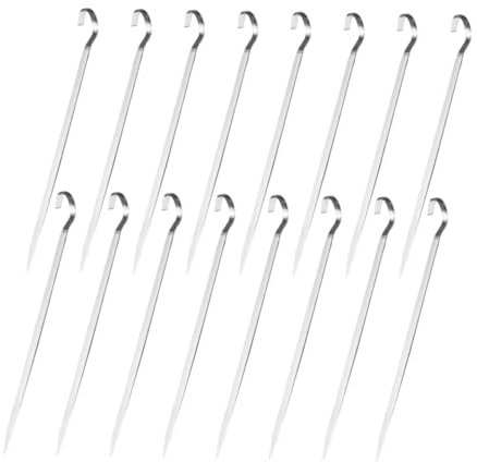 BESPORTBLE 16pièces Brochettes Acier Inoxydable Pour Barbecue Anti-dérapantes Polies Pour Viande Et Légumes Usage Extérieur