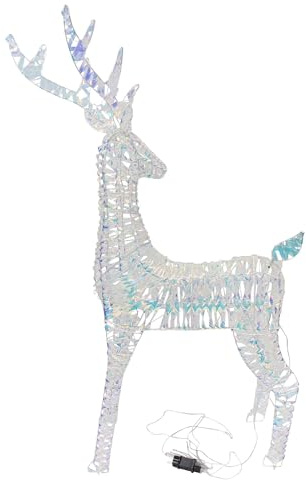 FRANK FLECHTWAREN LED-Rentier Rainbow, große außergewöhnliche Weihnachtsdeko, LEDs, Trafo, Timerfunktion, An-/Aus-Schalter Maße: 60 x 22 x 136 cm für den Außenbereich geeignet