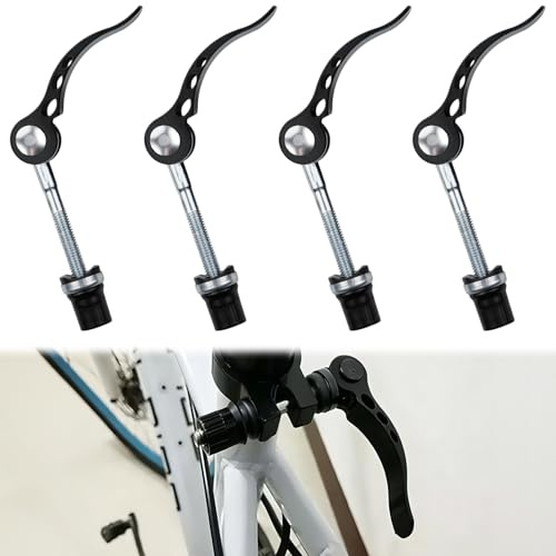 Bntyok 4pcs M6x65 Black Bike Seat Clamp Seat Post Quick Release Saddle Parts for Folding Bicycle Mountain Bike