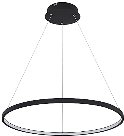 Pendelleuchte LED Hängeleuchte Esstisch Ring schwarz LED Wohnzimmer hängend, 1x 29W 1300lm 3000K, DxH 60x120 cm