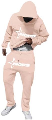 Jogginganzug Damen/Herren NOFS Tracksuit 2 Piece Unisex Trainingsanzug Y2K Hip Hop Streetwear Hoodie Sportanzug Sporthose Buchstaben Druck Lose Sweatshirt