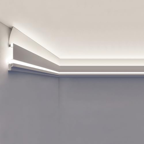 Canal LED con ranura de aluminio para moldura de techo suspendido, perfil de decoración del hogar montado en superficie blanca con zócalo de tira de luz LED para sala de estar y dormitorio (0,9 m)