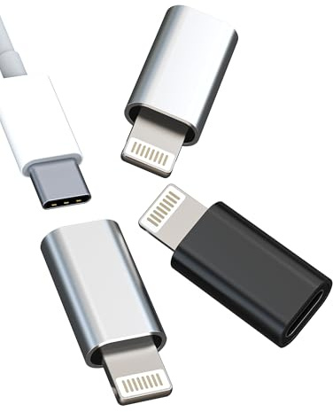 Adaptador USB C Hembra a Lightning Macho (Paquete de 3) para iPhone 14, 13, 12 para Apple MFI Certificado para iPad Tipo C, Adaptador de Cable de Carga, Puerto de Carga, convertidor de Transferencia