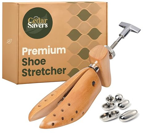 CedarSavers Professional Shoe Stretcher 2-Way Wooden Stretcher for Men & Women, Shoe Expander, Length & Width Shoe Widener, Brown, Men's Large / 12 - 14