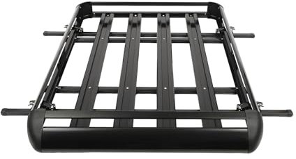 Qussse Aluminium Dachgepäckträger Korb, Universal Auto Dachgepäckträger SUV Gepäckkorb Wanne Gepäck Fracht Relingträger Alu Schwarz Roof Rack Dachträger 150kg Belastung