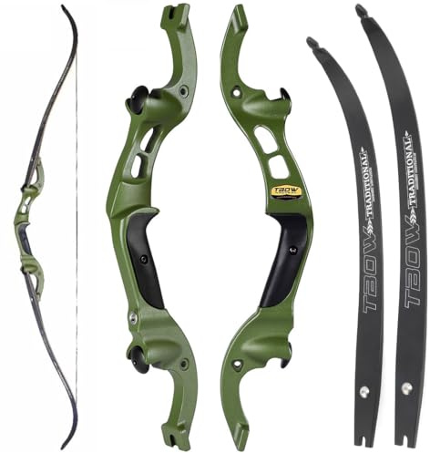 62 Recurve American Hunting Bow 25-60Lbs F-Interface Takedown for Adult Youth Right Hand Bow Gordon Limbs (Olive Green, 35Lbs)