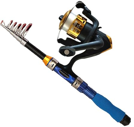 Set di canne da pesca telescopiche, canne da pesca telescopiche d'acqua,Set di aste telescopiche combo spin in miniatura in fibra di vetro da 1,8 m - Attrezzatura da pesca Kit acqua acqua salata per