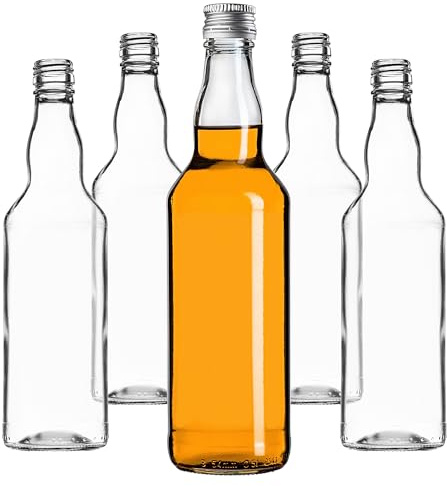 KADAX Set med 50 glasflaskor 500 ml med silverskruvlock - tomma flaskor att fylla för juice, sirap, olja och sprit, livsmedelsförvaring