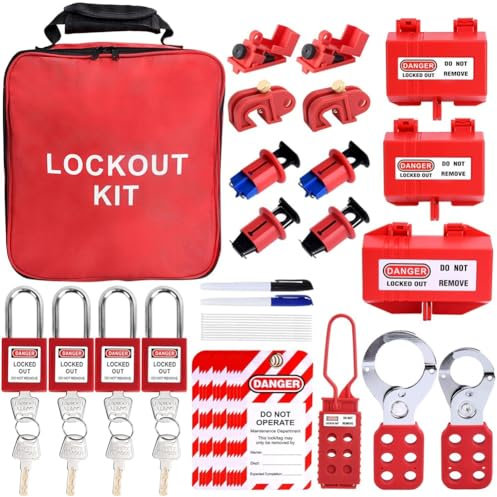 Kit di Sicurezza Elettrica con Blocco e Tagout da 56 Pezzi con Interruttore di Circuito A Morsetto, per Uso Elettrico/Industriale/Meccanico