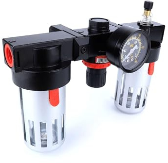 Filter + tryckregulator, 1/2 tum - styr trycket och filtrerar bort föroreningar i tryckluftssystem. Perfekt för elverktyg