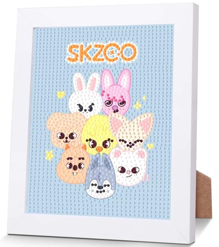 SOSAYI Stray SKZ Diamond Painting, 5D Skzoo Diamond Painting Quadro con cornice, set creativo fai da te, articolo per fan di Kpop, 17 x 22 cm