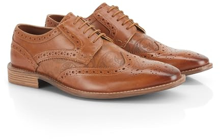 Catesby Churchill Premium läder herrskor brogues lättviktskomfort vadderade bröllop formella skor för män, SOLBRÄNNA, 42.5 EU