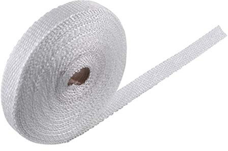Hitzeschutzband Auspuff,Auspuff Dichtband 5m / 10m Motorrad Auspuff Header Rohr Wärme Wickelband Fiberglas Hitzeschild Wärmeschutz Auspuffrohr Insulat Schwarz Weiß(White 10M)