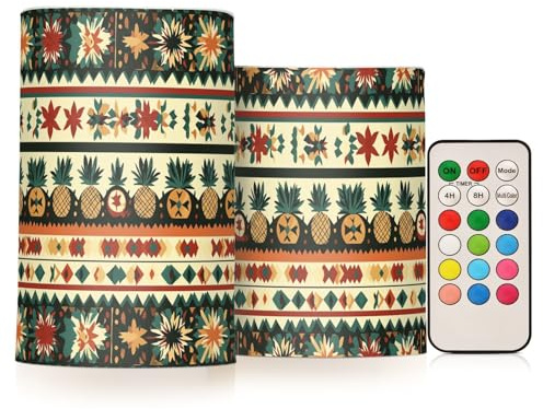siphylline Modelli etnici tradizionali Boho LED candele senza fiamma per esterni con timer candele romantiche azionate notturne decorazione a batteria set da 2 pezzi