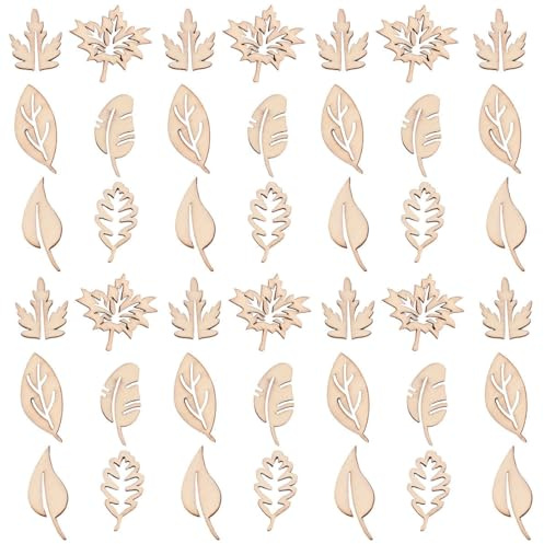 DIYEAH Holzscheiben Und Baumblätter Zum Basteln 2 Pack Natürliche Holzverzierungen 1.77 Zoll Für Herbstbasteln Und Kreative Diy Projekte