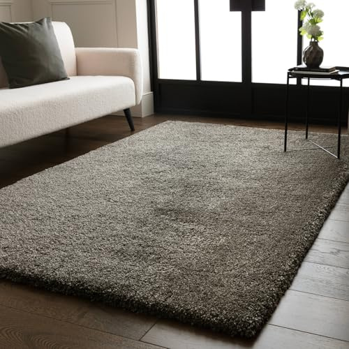 Lord of Rugs Modern Shaggy Rug Ultra Soft, Cozy, Plush, Densely Woven High Pile Carpet for Living Room & Bedroom Area Rug Gunmetal Charcoal/Dark Grey, X-Large 200 x 290 cm (6'7x9'6)
