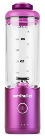 nutribullet Flex 590ml - tragbarer Smoothie-Mixer mit Trinkdeckel, zerkleinert Eis und gefrorene Früchte, USB-C, Trageschlaufe, BPA-freier Becher, leicht zu reinigen, Violett (NBP013VT)