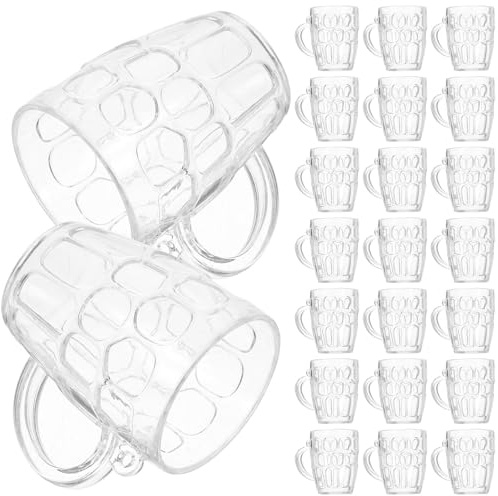 COOPHYA 50 St Mini Plastölglas Transparent Miniatyr Ölglas Modell för Dockskåp Mini Ölkrus för Fest och Samling