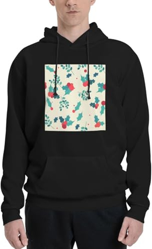 Pdnadfbek Photinia Arbutifolia Men'S Long Sleeve Fleece Hoodie Sweater With Pocket Print Casual Outdoor Sport Black