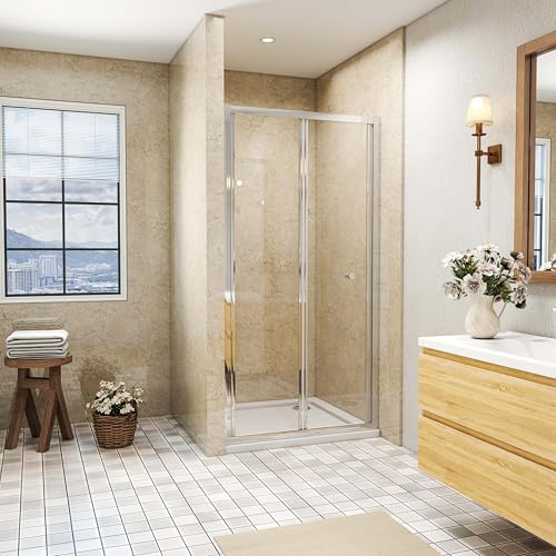 SLINE SANITARY Bathroom Walk in Frame Bi Fold Shower Enclosure Shower Door Screen Safety Glass 700mm