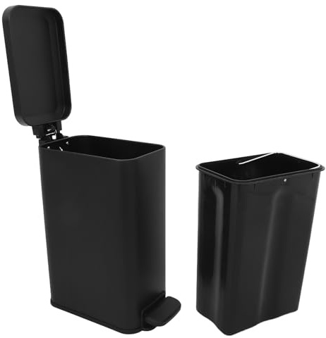 FIXOSHEE Cestino a Pedale Sottile 10L in Acciaio con Coperchio Ammortizzato e Base Sottile Pattumiera per Bagno Cucina e Ufficio Contenitore Salvaspazio per Rifiuti Domestici e Ambienti