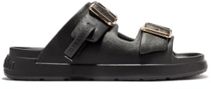 D.Franklin Sandalias Abiertas de Mujer Hebilla Ajustable Vibe Negro - Sandalias deportivas planas cómodas para verano - Talla (41) - Modelo Buckle