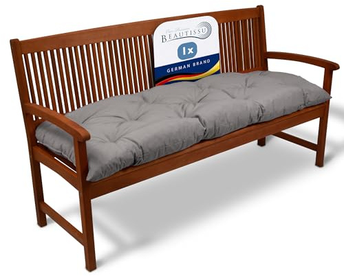 Beautissu Coussin pour banc Flair BK 100 x 50 x 10 cm Confortable rembourré Banc de jardin/Balançoire Hollywood Gris clair