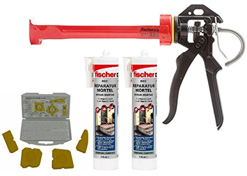 Fischer Reparaturmörtel Express Cement mit Kartuschenpistole und Fugenglättersatz