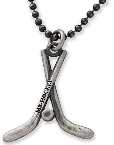 Herren Eishockeyschläger Anhänger aus oxidiertem Sterlingsilber mit samtiger dunkler Oberfläche - Markantes Sportsymbol für Eishockeyspieler und Enthusiasten - Handgefertigt von Emmanuela