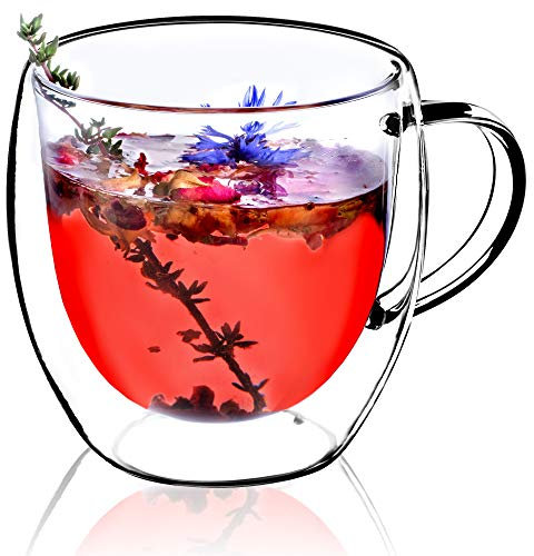 KADAX Taza de café de doble pared, 250 ml, taza de cristal con asa para café, té, capuchino, latte macchiato y espresso, resistente al calor y servir con estilo