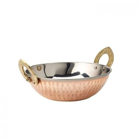 Beautiful Indian Restaurant Style Copper Base Balti Dish - 17cm for Serving Dishes, Tableware Serving Dish, Indian Serving Dish Copper Hammered Design
