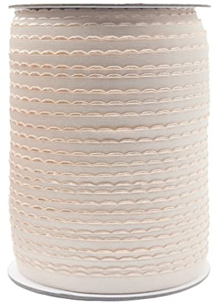 Bristlegrass Picot Plush Bra Strap Elastic Band for Sewing 3/8 10mm Roll Spool Nylon Spandex Shoulder Tape for Lingerie Underwear Sewing Trim (I-3/8 Inch x 50 Yards,Nude)