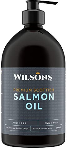 Wilsons - Salmon Oil for Dogs UK, Meal Supplement for Healthy Joints, Omega 3, 6, and 9, 100% Natural, Suitable for Adult Dogs and Puppies 2 Months and Up (500ml)