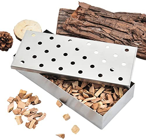 Even - Scatola per affumicatura in acciaio inox, con coperchio a ribalta per barbecue a carbone a propano Delr