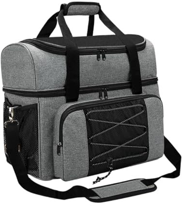 Dickly Bowlingballtasche, Bowlinghandtasche, multifunktionale Bowlingtasche mit großem Fassungsvermögen für 2 Bälle, Bowling-Tragetasche für Outdoor-Sport, Grau