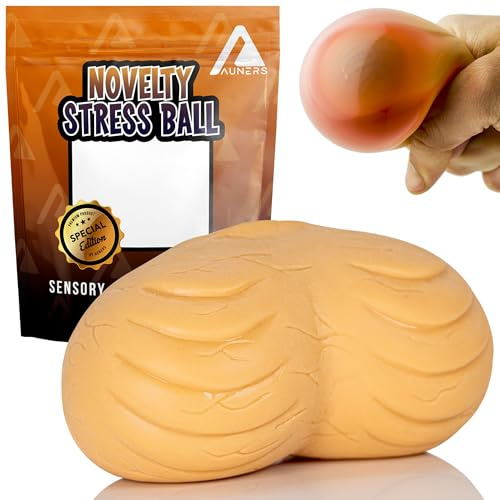 Auners - Novelty Balls Stress Relief Ball for Adults Hand Wrist Grip Squeeze Exercise - Naughty Funny Sensory Gag Gift for Men Women Her Him Secret Santa Office Christmas Stocking Filler - 1 Supplied