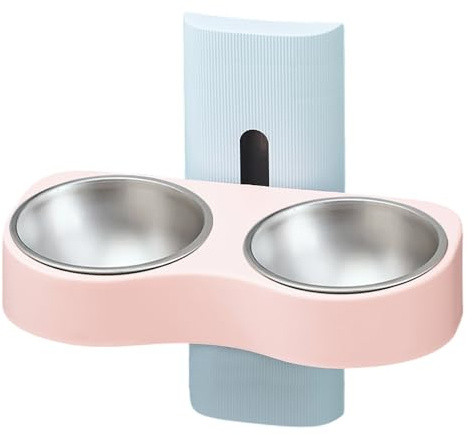 Wall Mounted Dog Bowl - Space Raised Feeding Station, Removable Stainless Steel Food | Multipurpose Bowls Wall-Mounted World Bowls Small Pet Water Containers