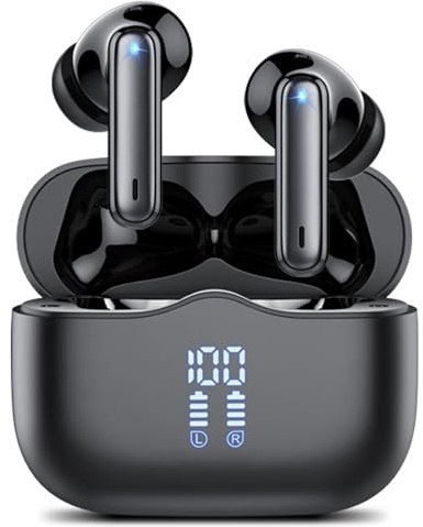Bluetooth Kopfhörer, In Ear Kopfhörer Kabellos Bluetooth 5.4 HiFi Stereo, Kabellose Kopfhörer mit Noise Cancelling Mic, 40Std Tiefer Bass IP7 Wasserdicht Sport Ohrhörer für Arbeit und Studium USB-C