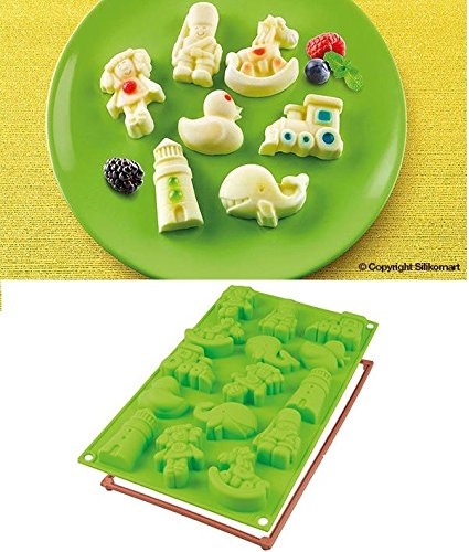 silikomart | SF208 Silikonform für FANCY TOYS Pralinen, antihaftbeschichtet, 15 Monoportionen, Themenspielzeug, 1er Pack Kuchenform, 300 x 175 mm, h 22 mm, Made in Italy