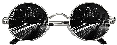 CGID E01 Små retro vintagestil runda metall cirkel polariserade solglasögon för kvinnor och män