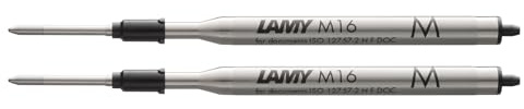 LAMY M16 Kugelschreiber-Großraummine aus Metall - Original Ersatzmine für alle Lamy Kugelschreiber Modelle - dokumentenecht - (2er Pack, Mittel Schwarz)