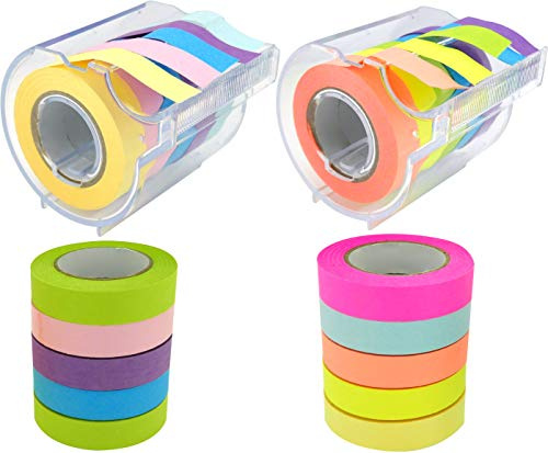 4A Roll Sticky Notes, 2 Full Adhesive Sticky Rolls with Dispenser and 2 Refill Rolls, 0.4 x 315 Inches, 5 Bright Colors, Colorful Sticky Roll Tape for Book, Notebook, Office, Home