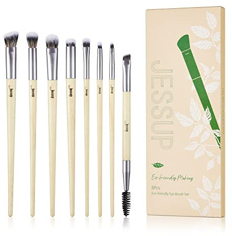 Jessup Eyeshadow Brush Set 8pcs Eye Makeup Brushes Premium Cruelty-Free Eyeshadow Blending Concealer Eyebrow Eyeliner Spoolie Brush Kit T328