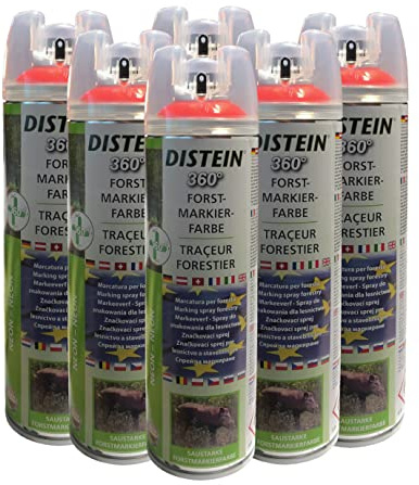 Distein 6X Signierspray Markierspray Forstmarkierfarbe Ergonom 360° neonrot