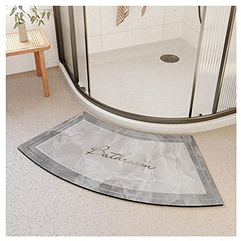 DFEO@MF Quadrant Gebogene Duschmatte, halbrunde Badematte Anti-Rutsch Badezimmerteppich Teppiche Sektor Eckdusche Matte, rutschfest, weich saugfähig, für runde Dusche, 45 x 100 cm (A)