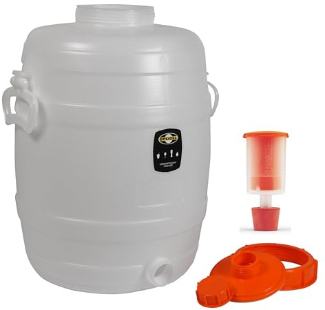 Lebensmittelechtes Getränkefass Mostfass Gärfass Fischer (30 Liter rund mit Gärspund)