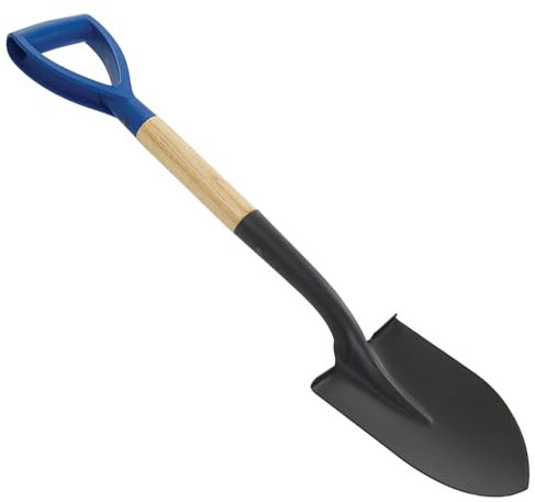 Spitzer Mini Rundspaten 700 mm Profi Garten Schippe mit D-Griff und Holzgriff Spaten