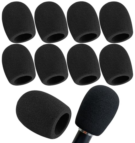 Thick Microphone Cover,Foam Mic Covers Windscreen Suitable for Most Standard Handheld Stage Microphone,Reusable Foam Covers,Black (10 Pack)