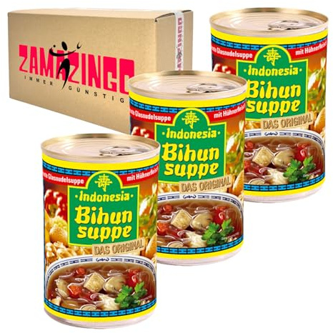 Indonesia Bihun Suppe 390ml | Pikante Glasnudelsuppe mit Hühnerfleisch (3er Pack, Bihunsuppe)